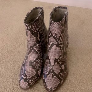 Brand new Carlos Santana snakeskin print ankle booties